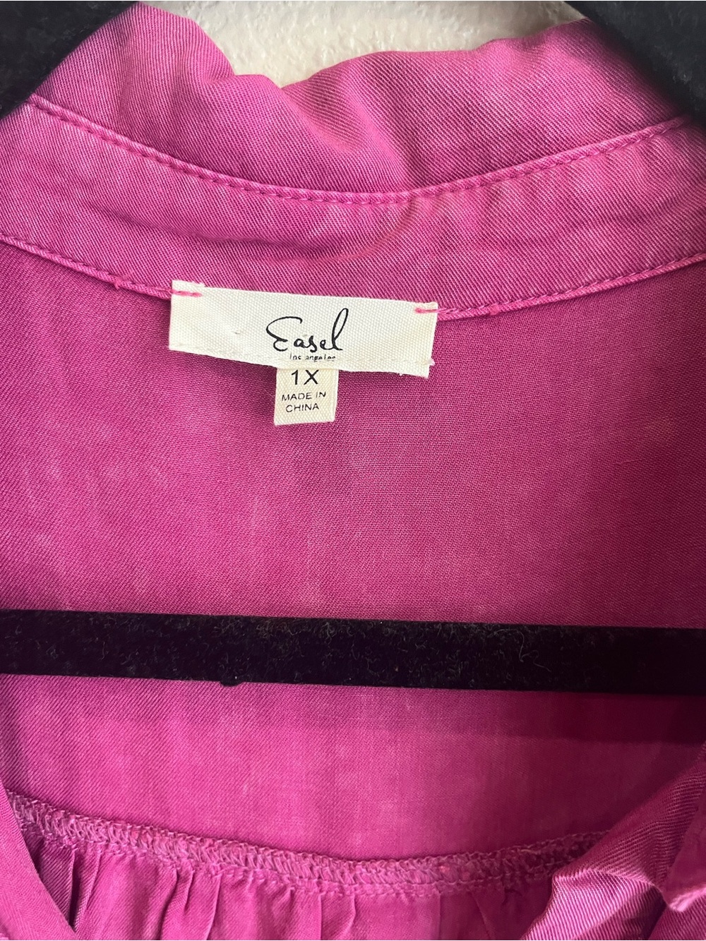 easel Raspberry-Pink Long Sleeve Button-Down Shirt Dress - Picture 3 of 6